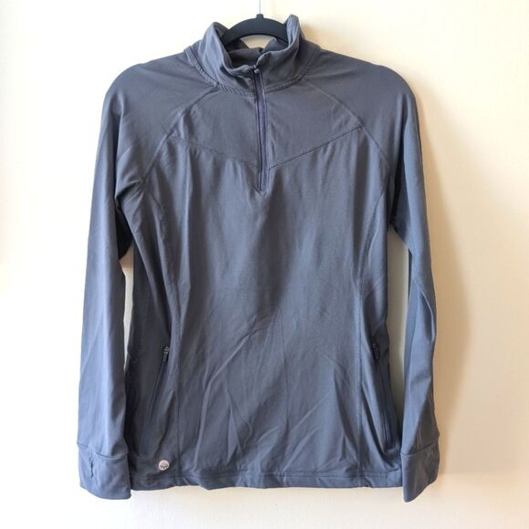 Senita Athletics Easy Pullover Gray Quarter Zip Small - Picture 2 of 5